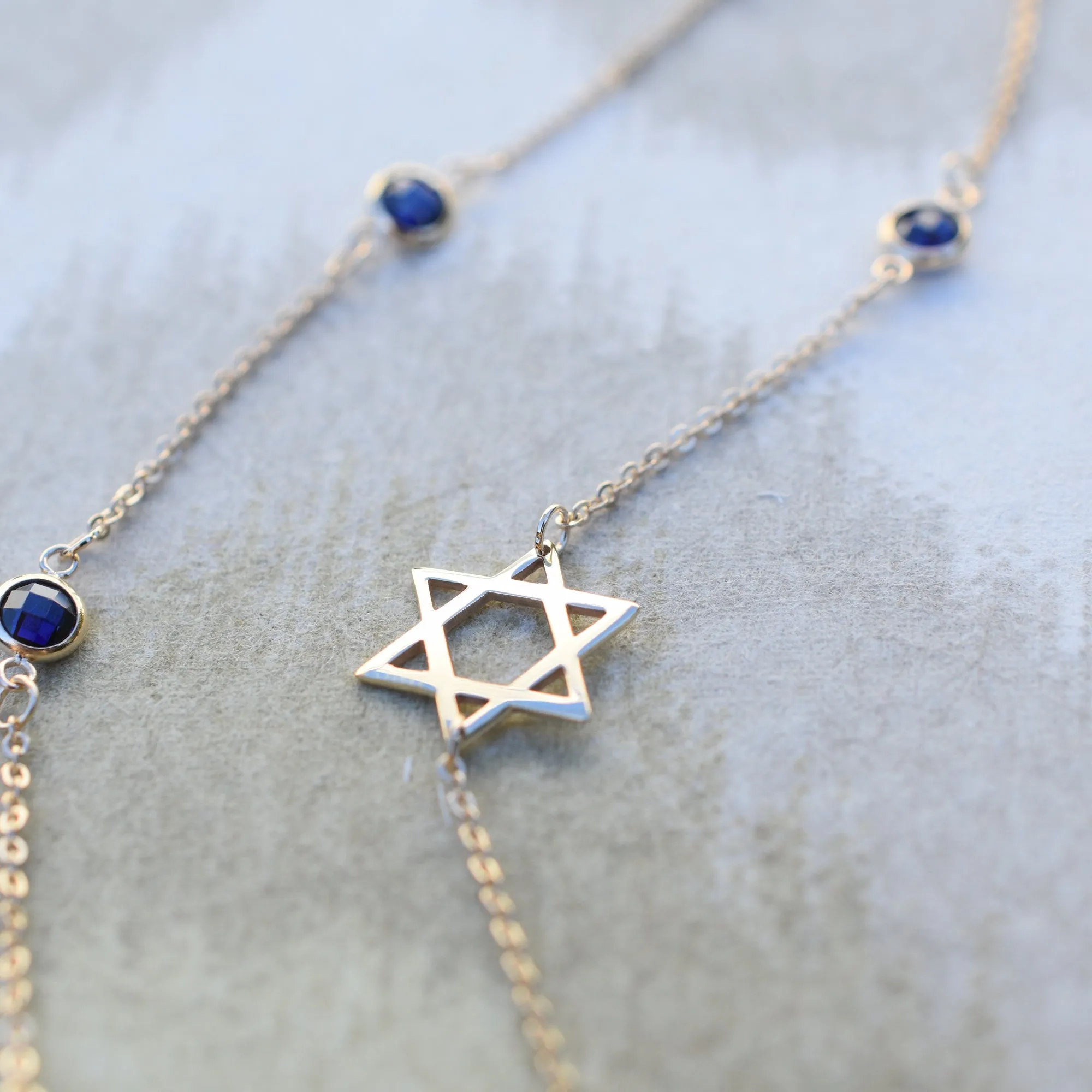 Bayberry Sapphire Star of David Necklace in 14k Gold (September) sold by Haverhill product image thumbnail 3