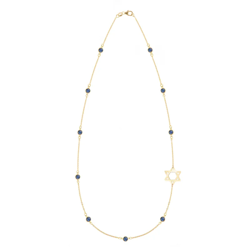 Bayberry Sapphire Star of David Necklace in 14k Gold (September) sold by Haverhill