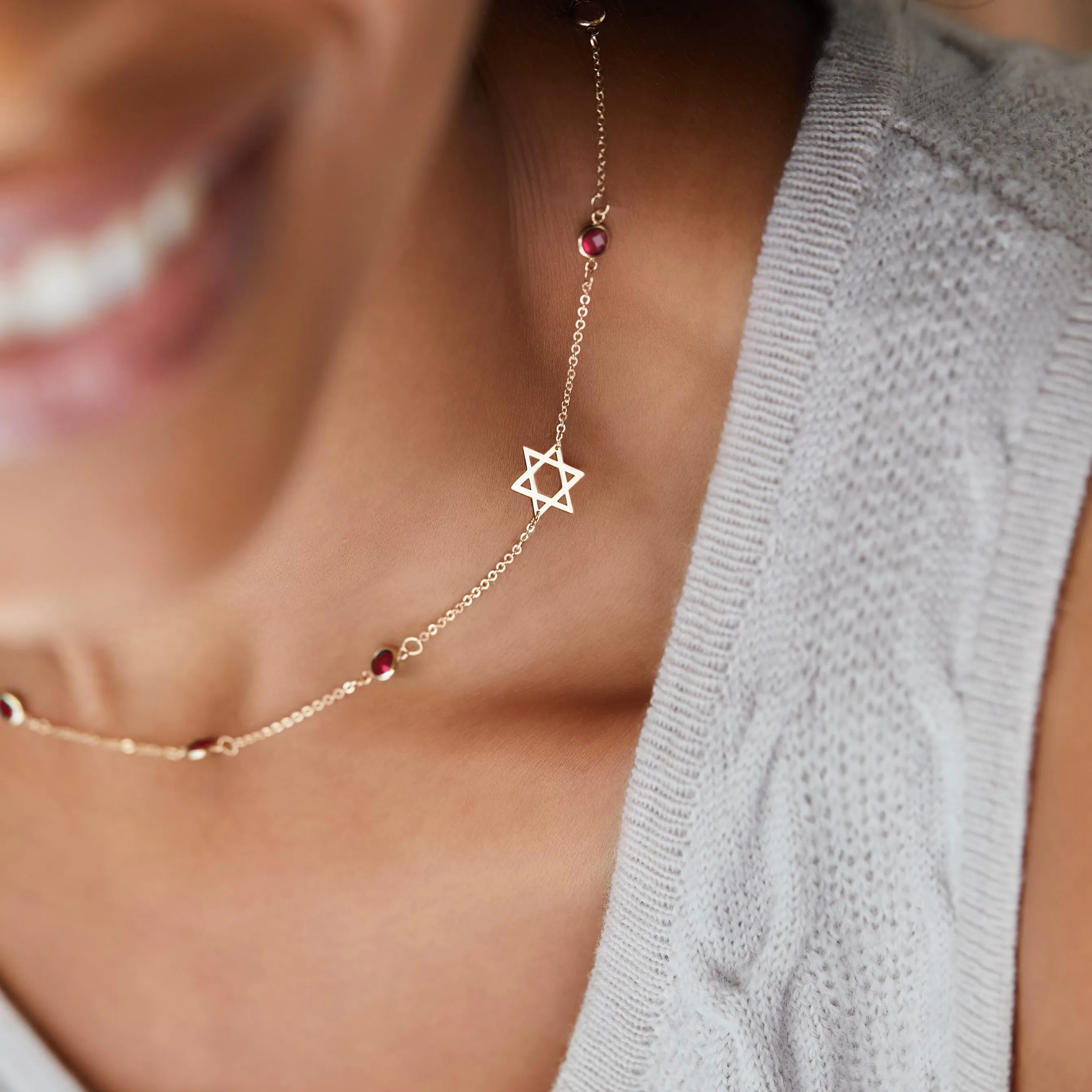 Bayberry Ruby Star of David Necklace in 14k Gold (July) sold by Haverhill product image thumbnail 2