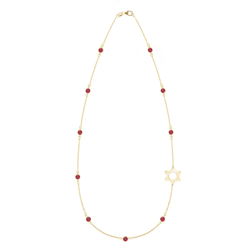 Bayberry Ruby Star of David Necklace in 14k Gold (July) sold by Haverhill