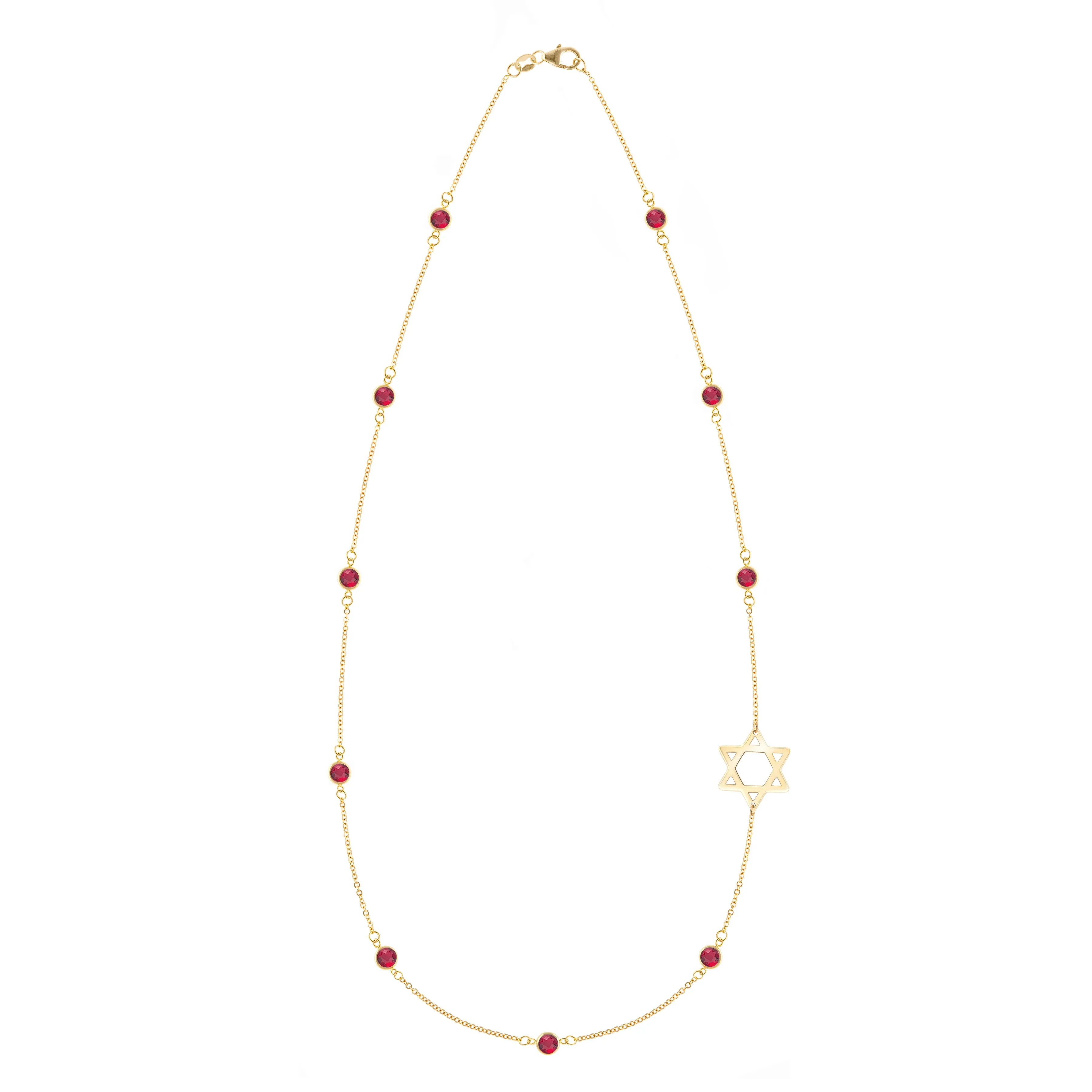 Bayberry Ruby Star of David Necklace in 14k Gold (July) sold by Haverhill