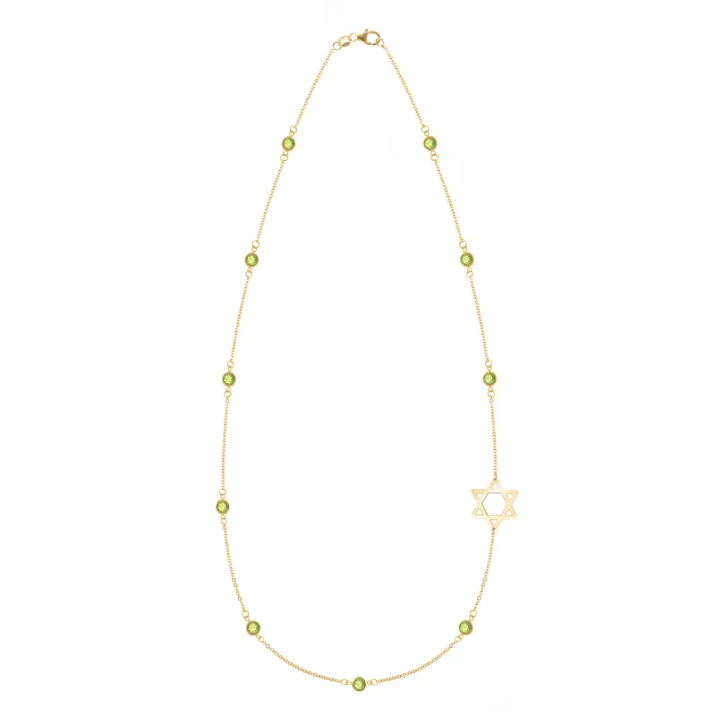 Bayberry Peridot Star of David Necklace in 14k Gold (August) sold by Haverhill