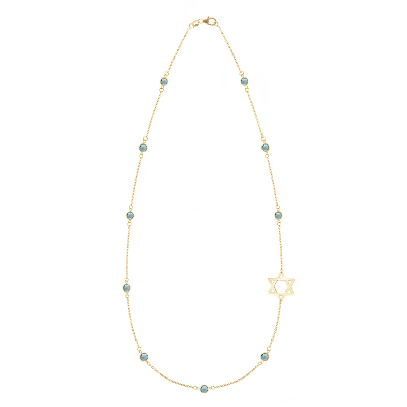 Bayberry Nantucket Blue Topaz Star of David Necklace in 14k Gold (December) sold by Haverhill