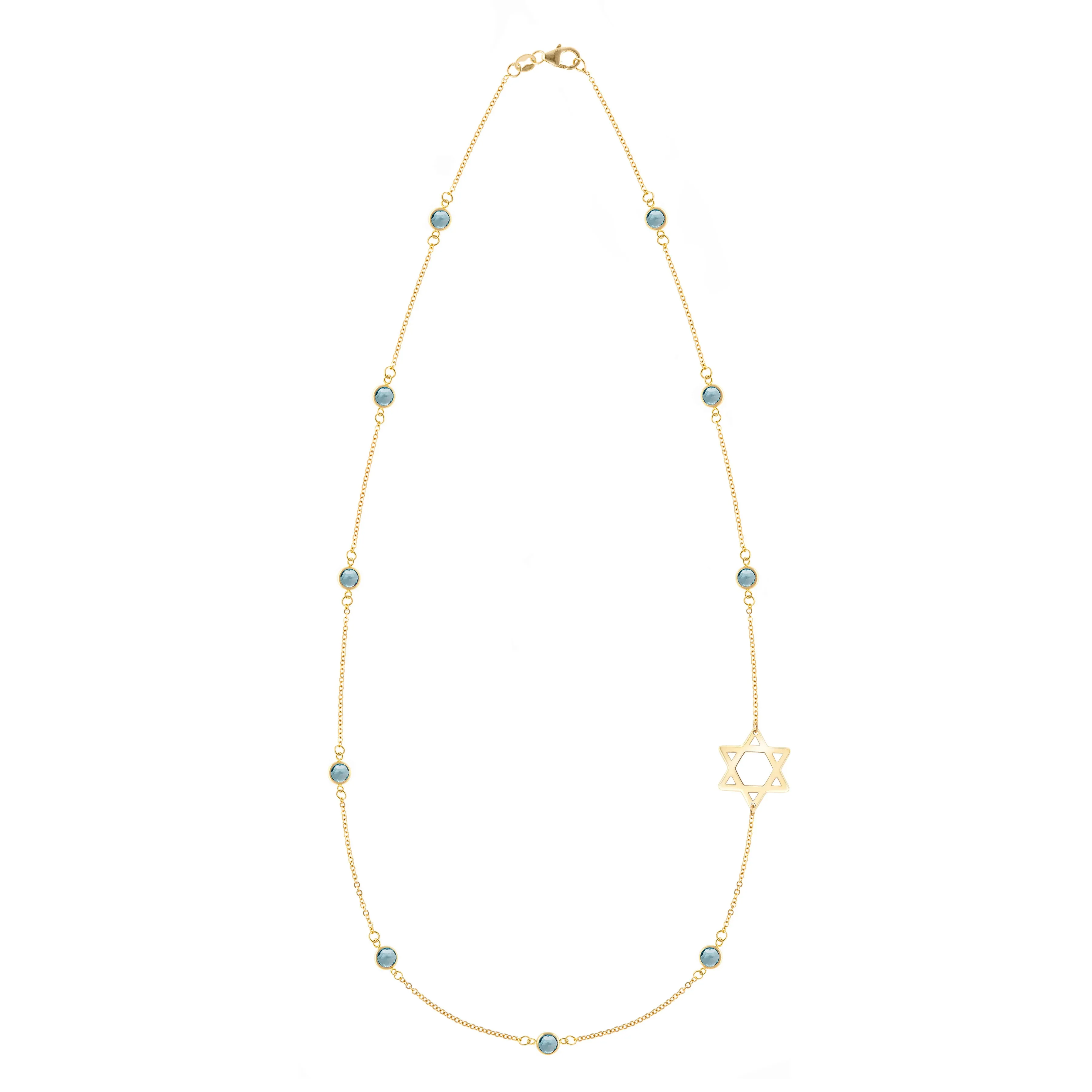 Bayberry Nantucket Blue Topaz Star of David Necklace in 14k Gold (December) sold by Haverhill