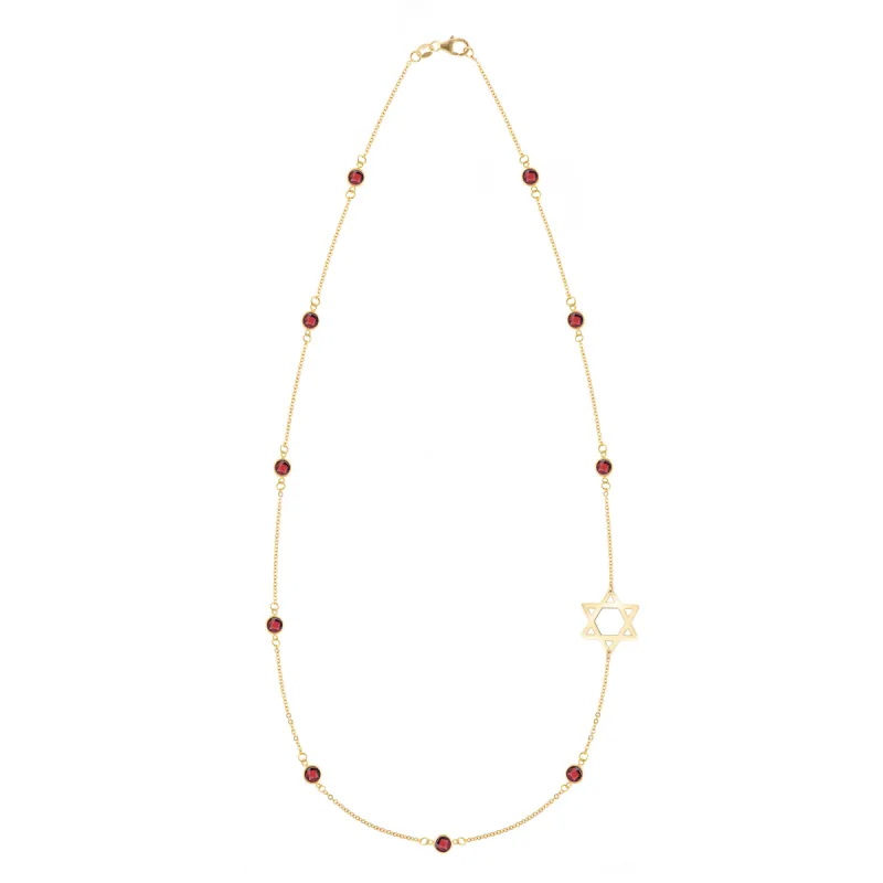 Bayberry Garnet Star of David Necklace in 14k Gold (January) sold by Haverhill