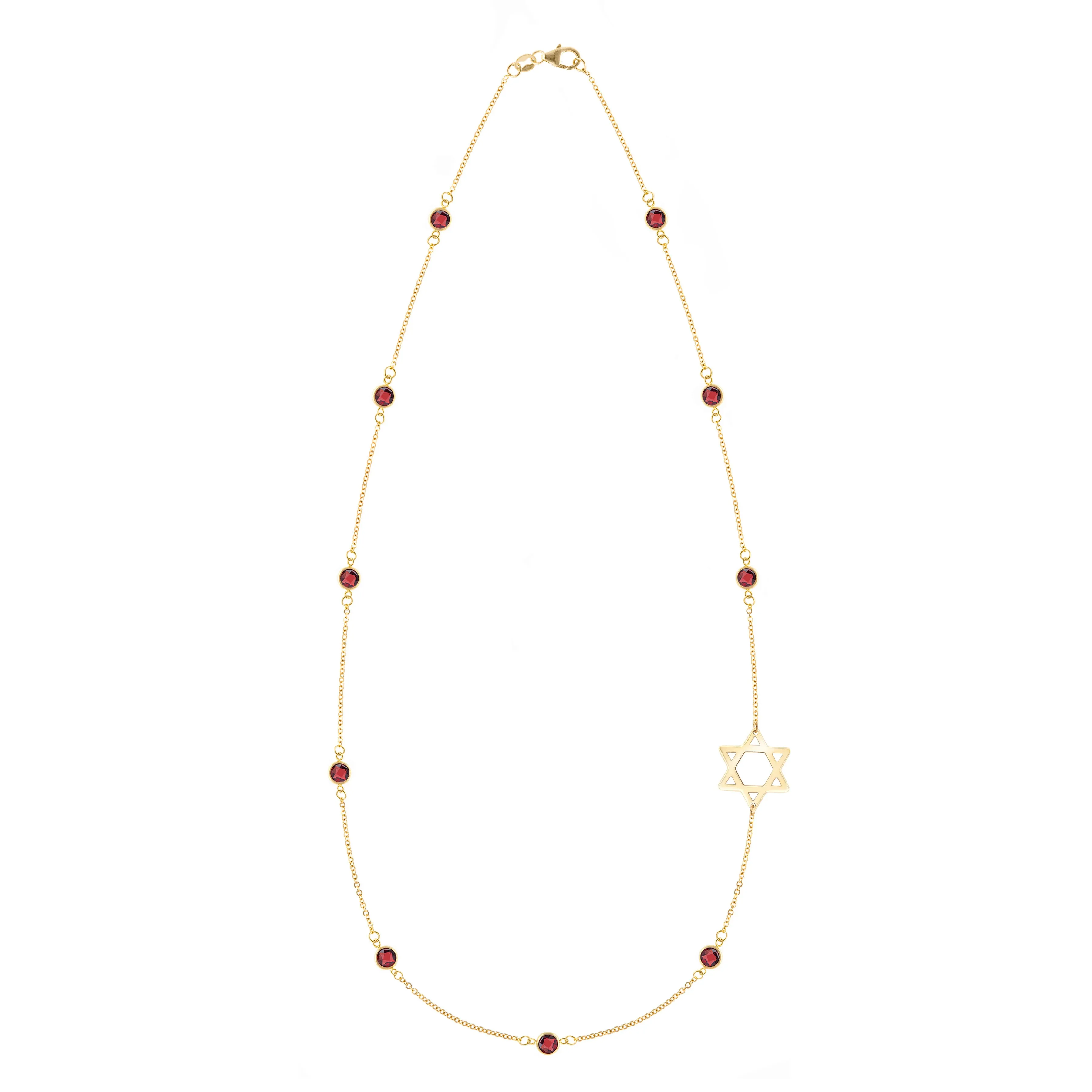 Bayberry Garnet Star of David Necklace in 14k Gold (January) sold by Haverhill