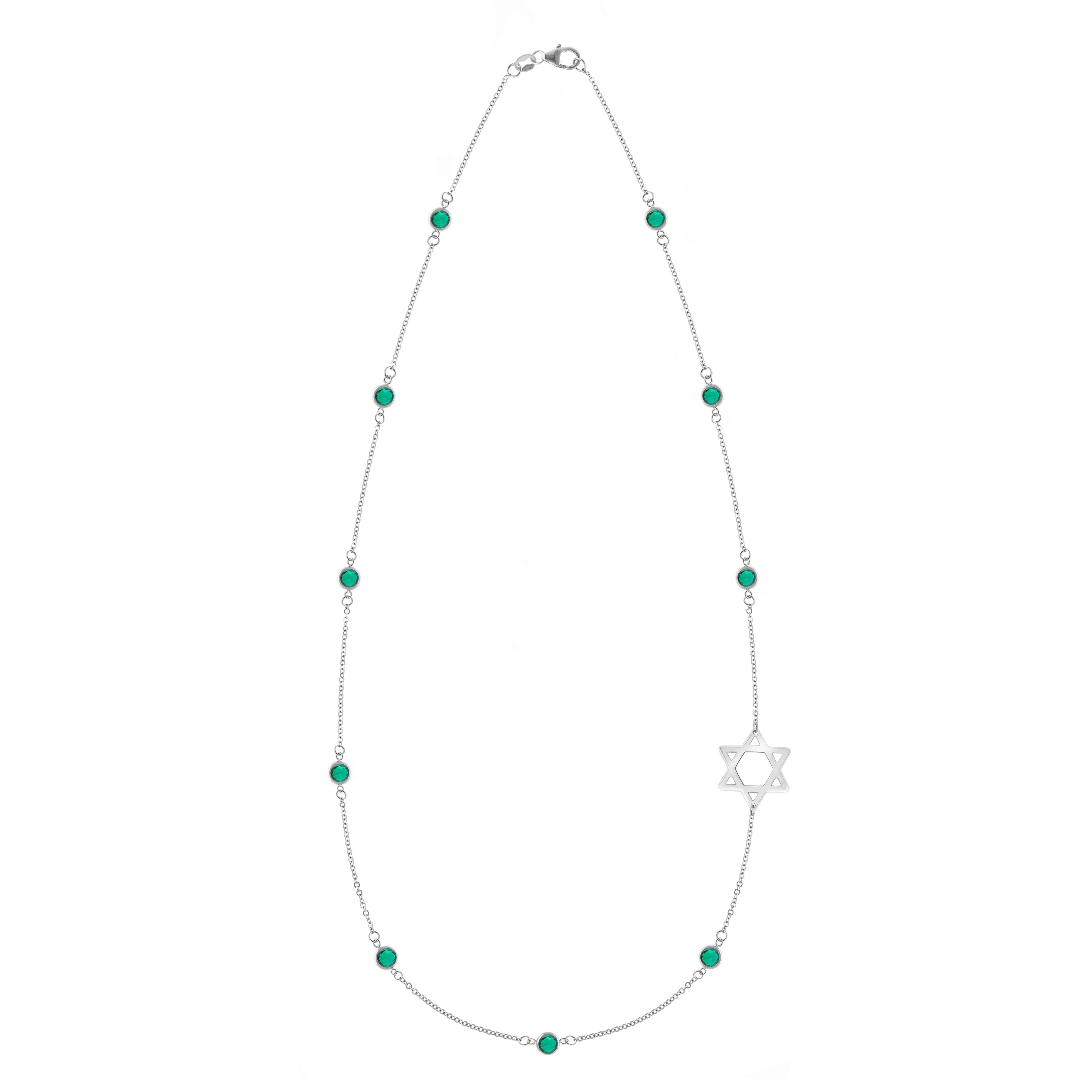 Bayberry Emerald Star of David Necklace in 14k Gold (May) sold by Haverhill product image thumbnail 4