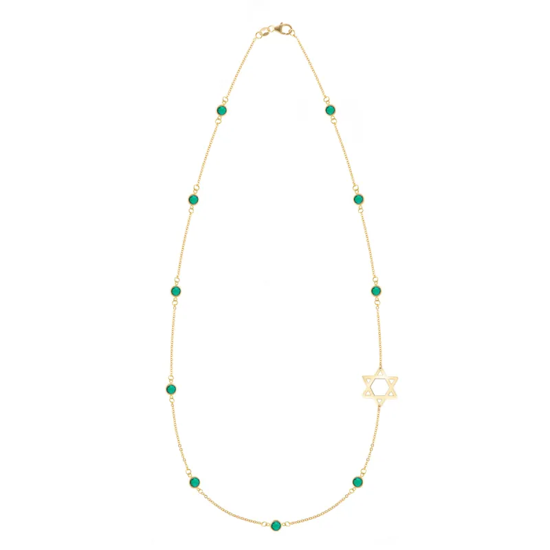 Bayberry Emerald Star of David Necklace in 14k Gold (May) sold by Haverhill