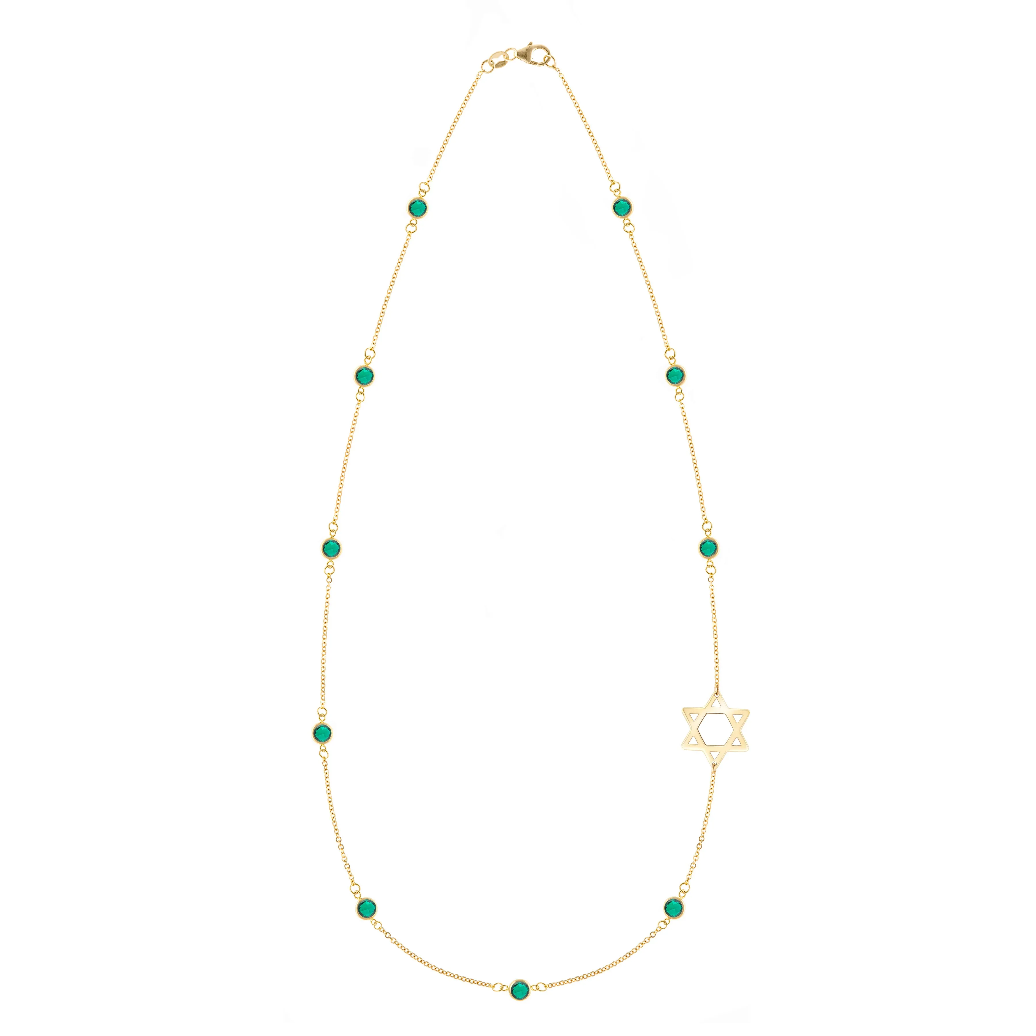 Bayberry Emerald Star of David Necklace in 14k Gold (May) sold by Haverhill