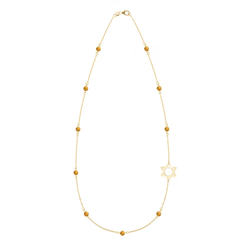 Bayberry Citrine Star of David Necklace in 14k Gold (November) sold by Haverhill