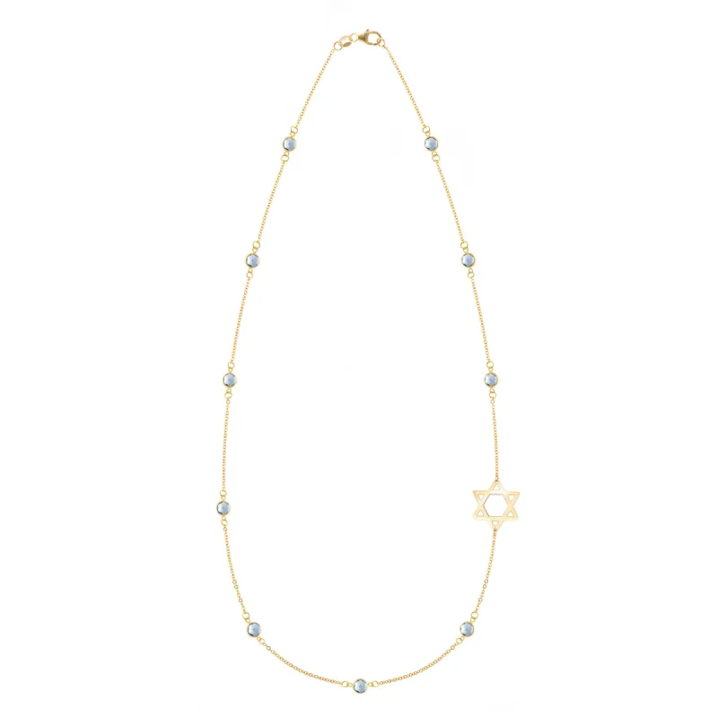 Bayberry Aquamarine Star of David Necklace in 14k Gold (March) sold by Haverhill