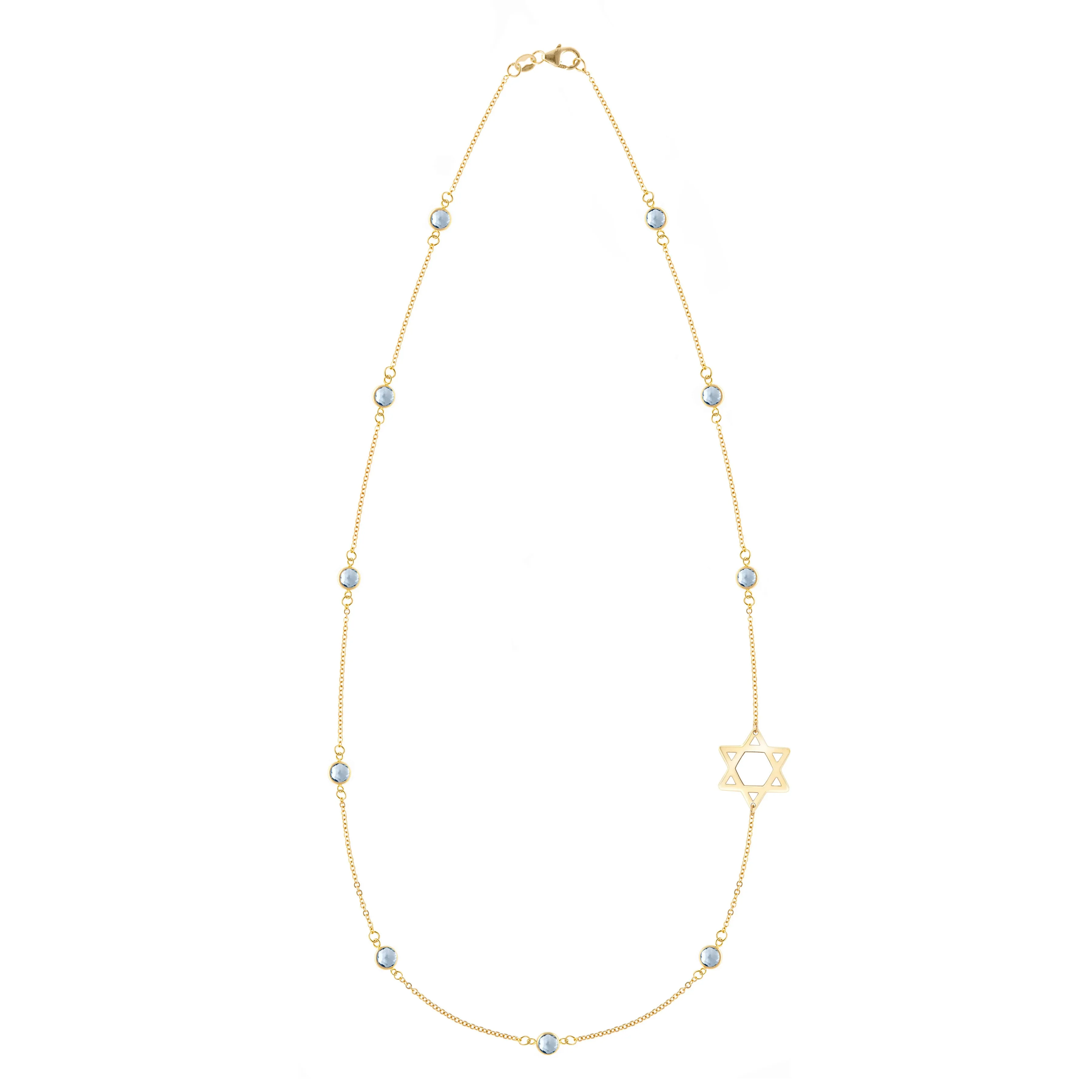Bayberry Aquamarine Star of David Necklace in 14k Gold (March) sold by Haverhill