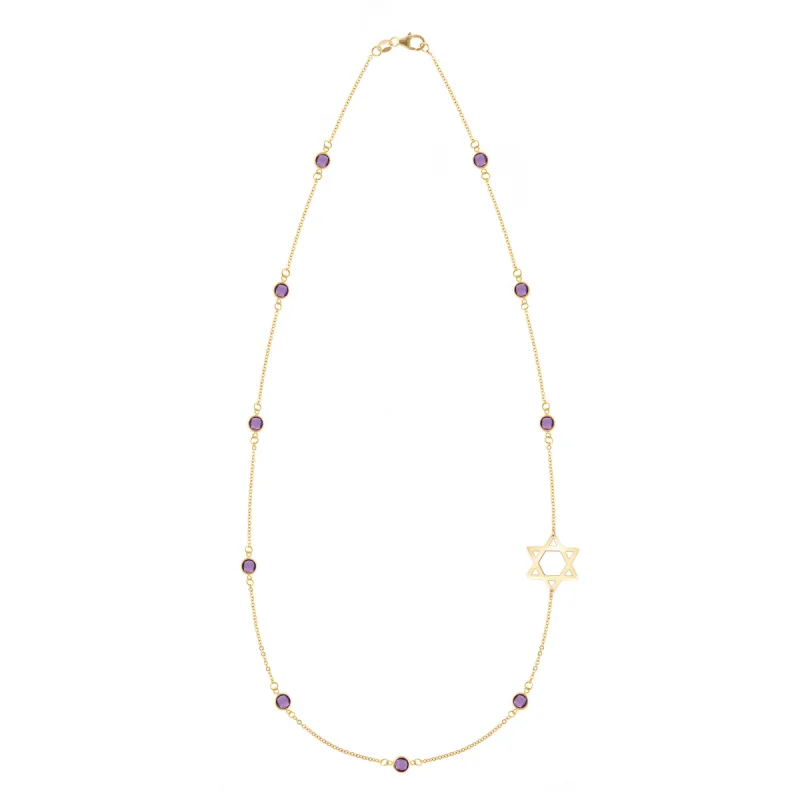 Bayberry Amethyst Star of David Necklace in 14k Gold (February) sold by Haverhill