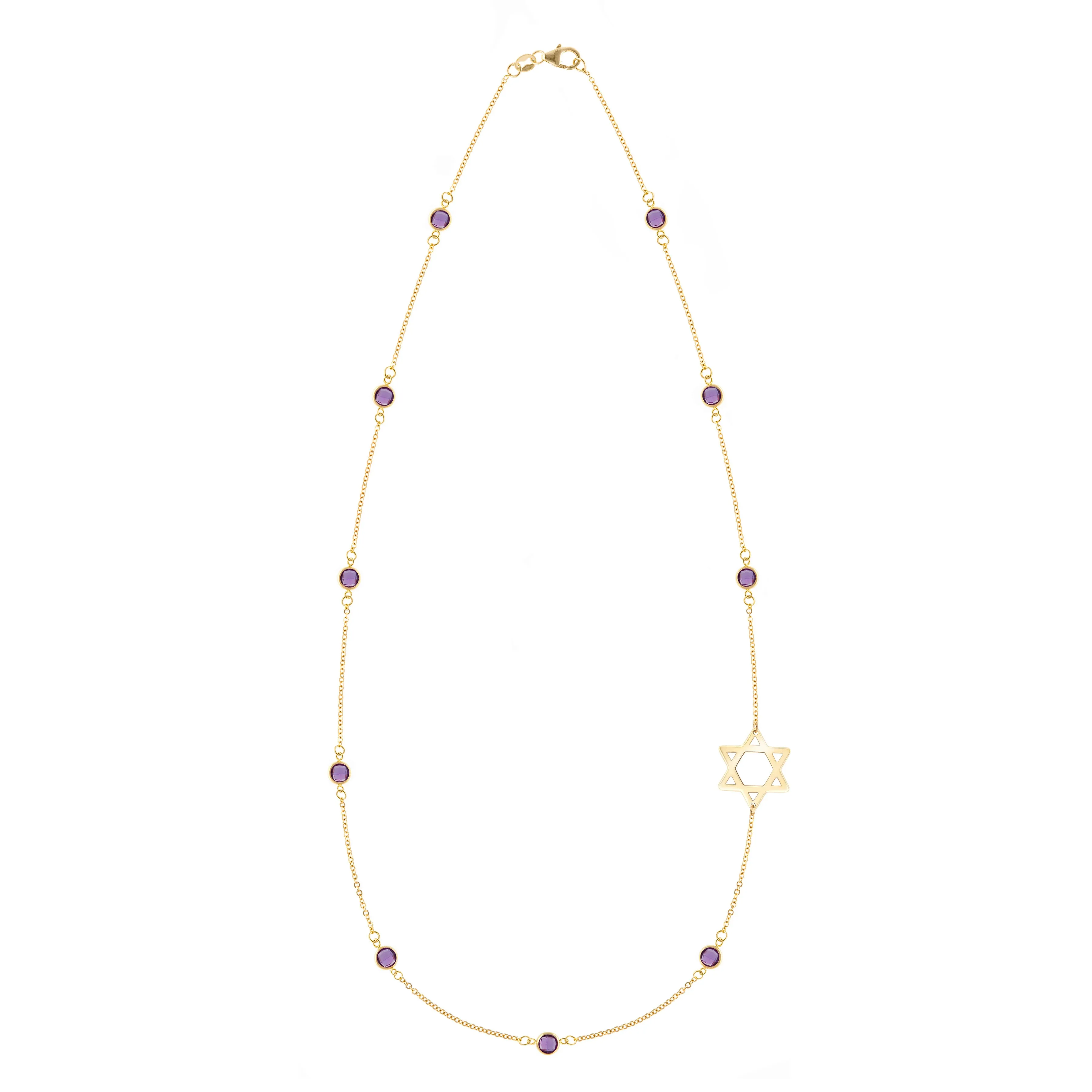 Bayberry Amethyst Star of David Necklace in 14k Gold (February) sold by Haverhill