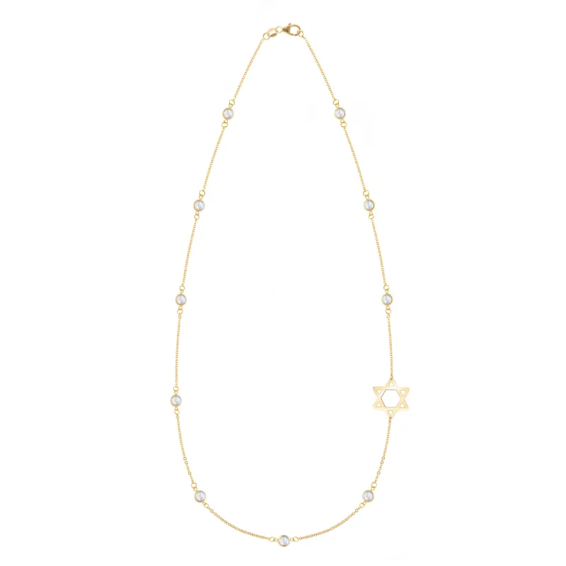 Bayberry Moonstone Star of David Necklace in 14k Gold (June) sold by Haverhill