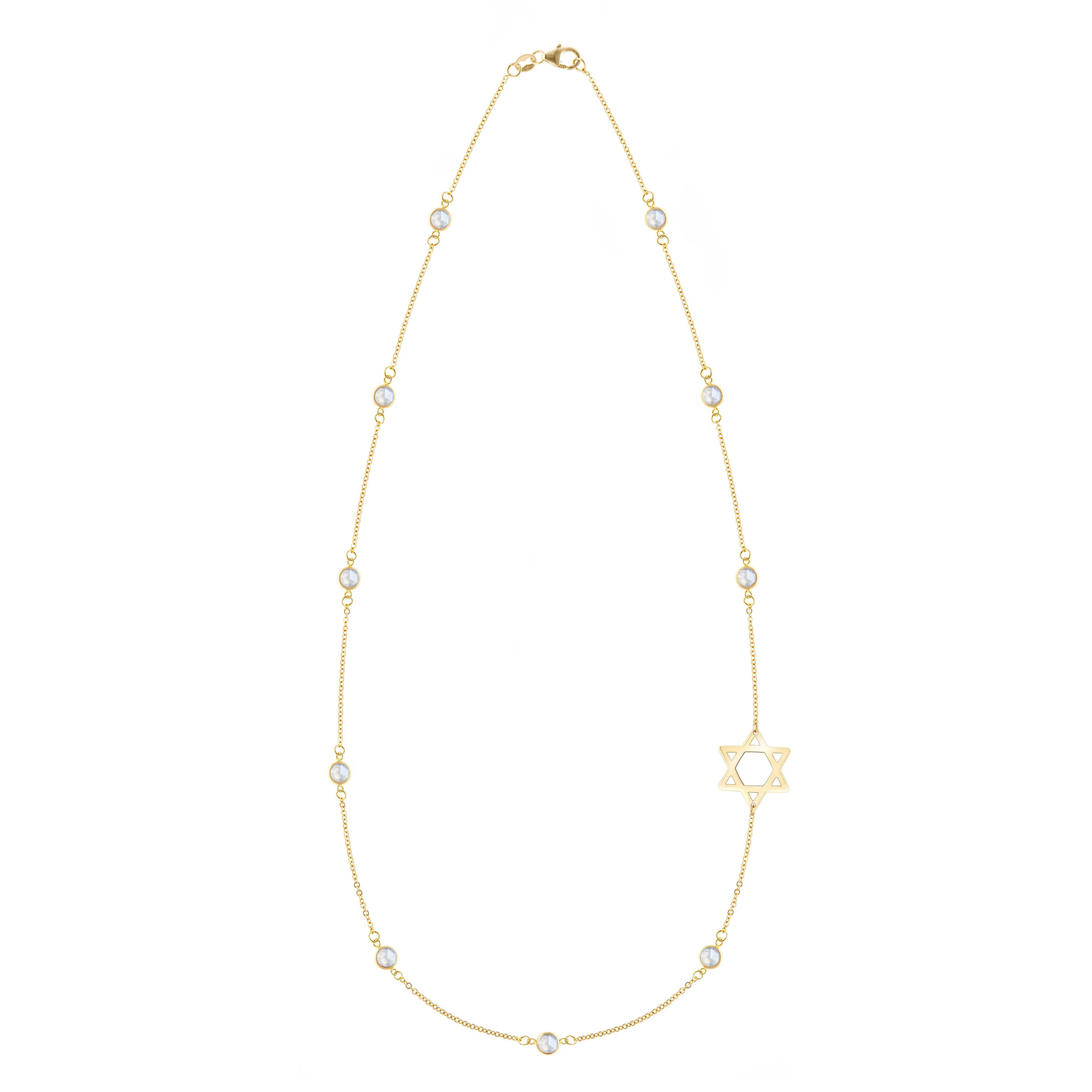 Bayberry Moonstone Star of David Necklace in 14k Gold (June) sold by Haverhill
