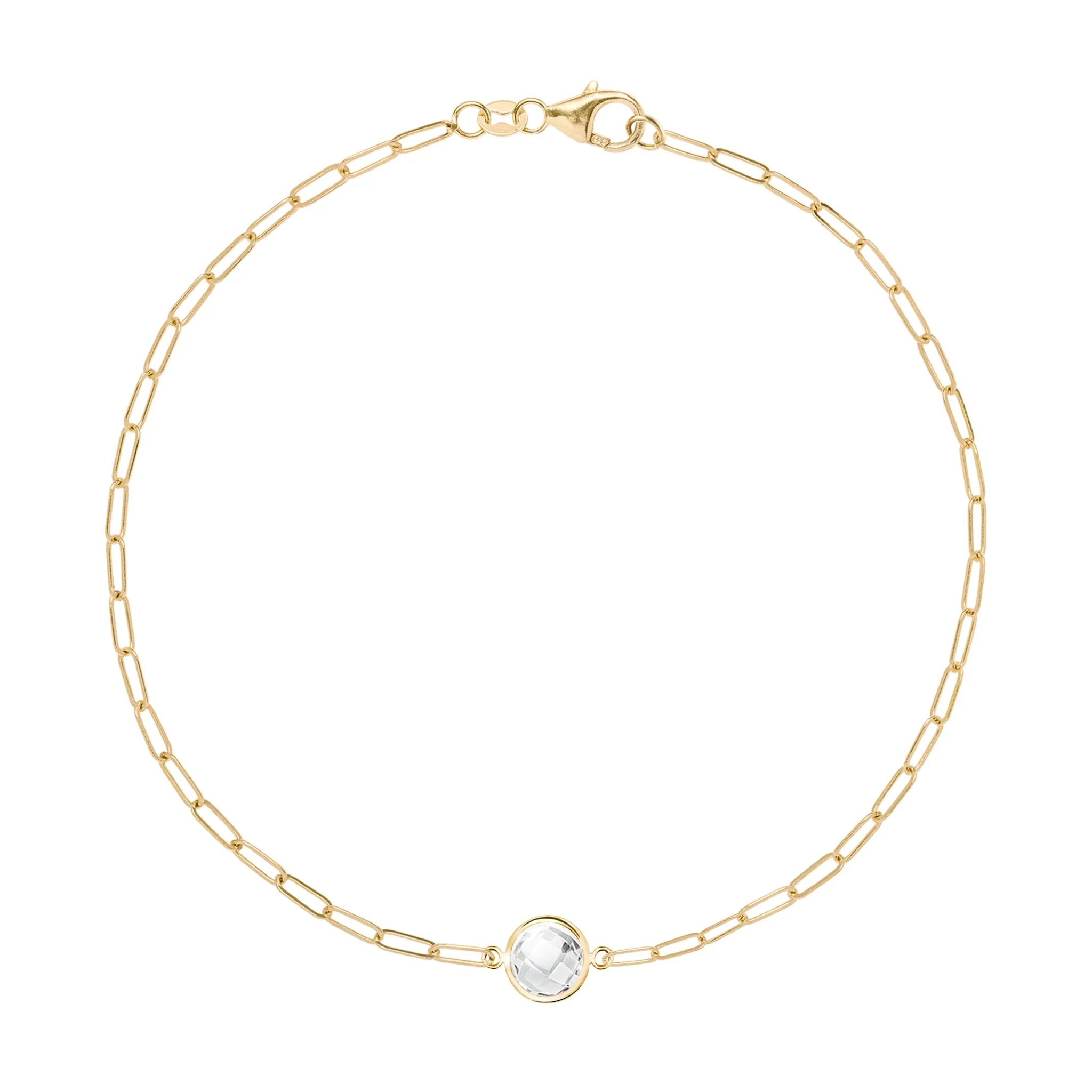 Grand 1 White Topaz Adelaide Mini Bracelet in 14k Gold (April) sold by Haverhill