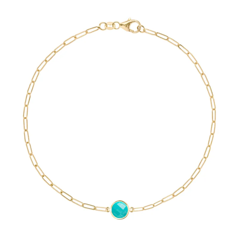Grand 1 Turquoise Adelaide Mini Bracelet in 14k Gold (December) sold by Haverhill