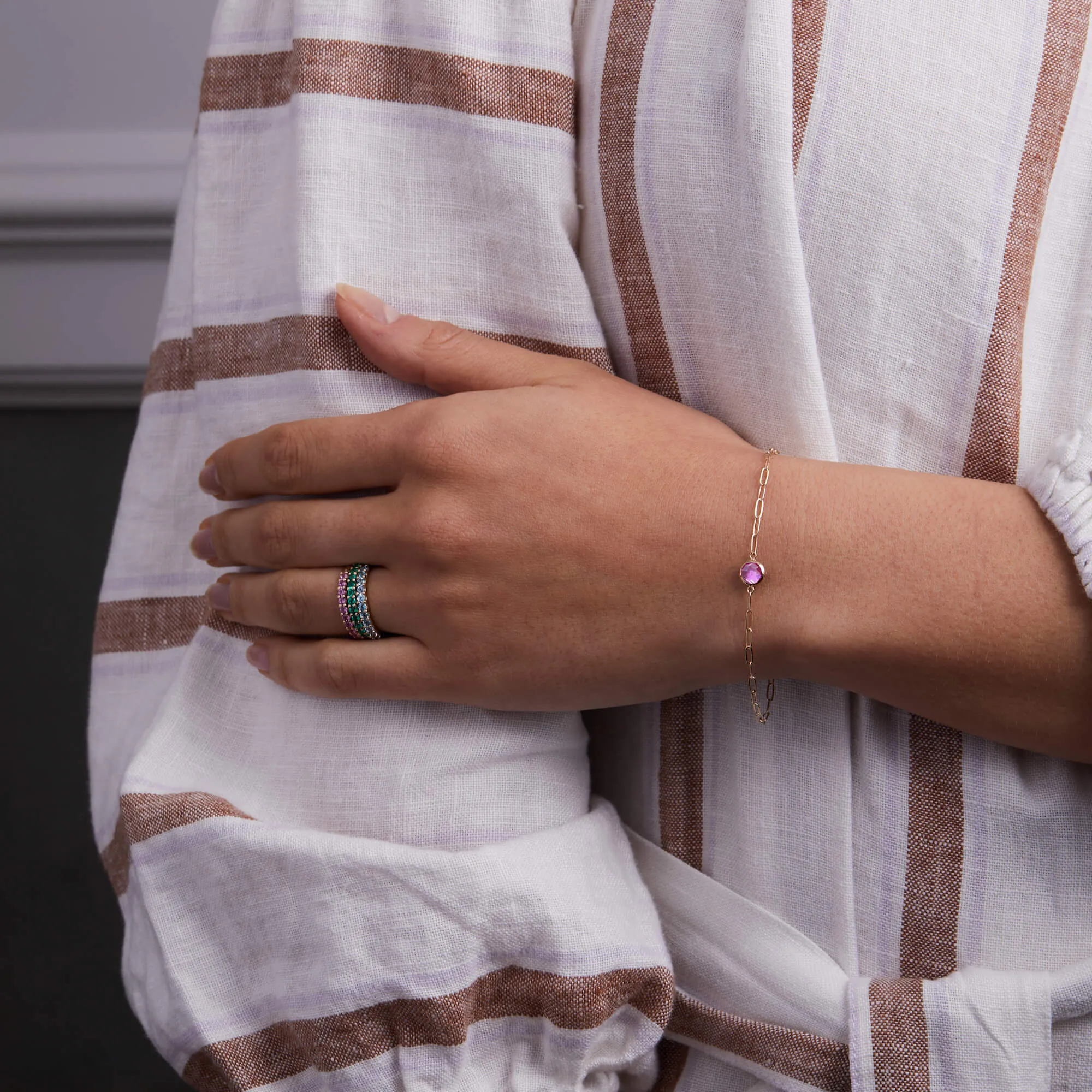 Grand 1 Pink Sapphire Adelaide Mini Bracelet in 14k Gold (October) sold by Haverhill product image thumbnail 2