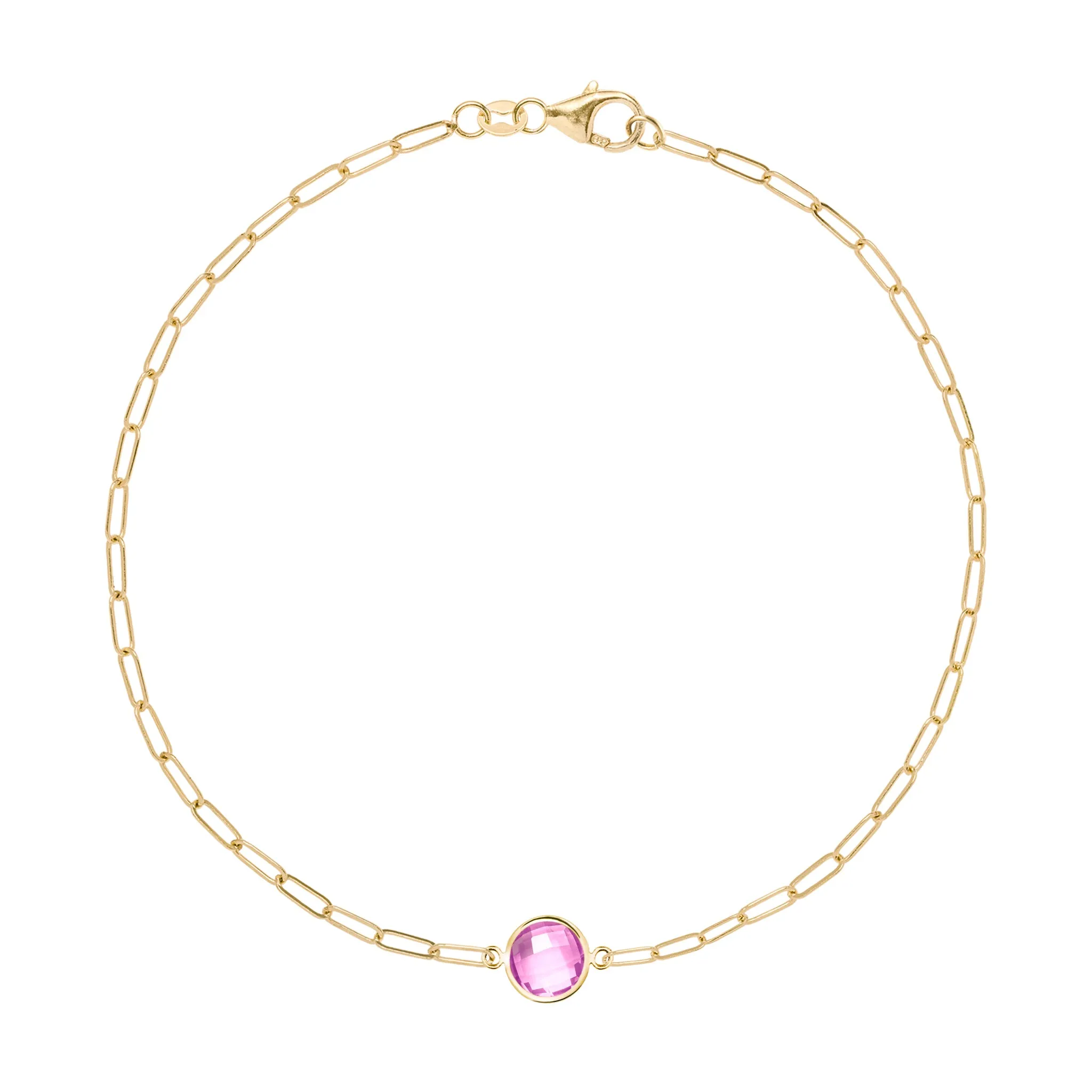 Grand 1 Pink Sapphire Adelaide Mini Bracelet in 14k Gold (October) sold by Haverhill