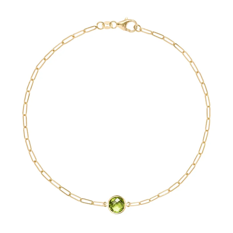 Grand 1 Peridot Adelaide Mini Bracelet in 14k Gold (August) sold by Haverhill