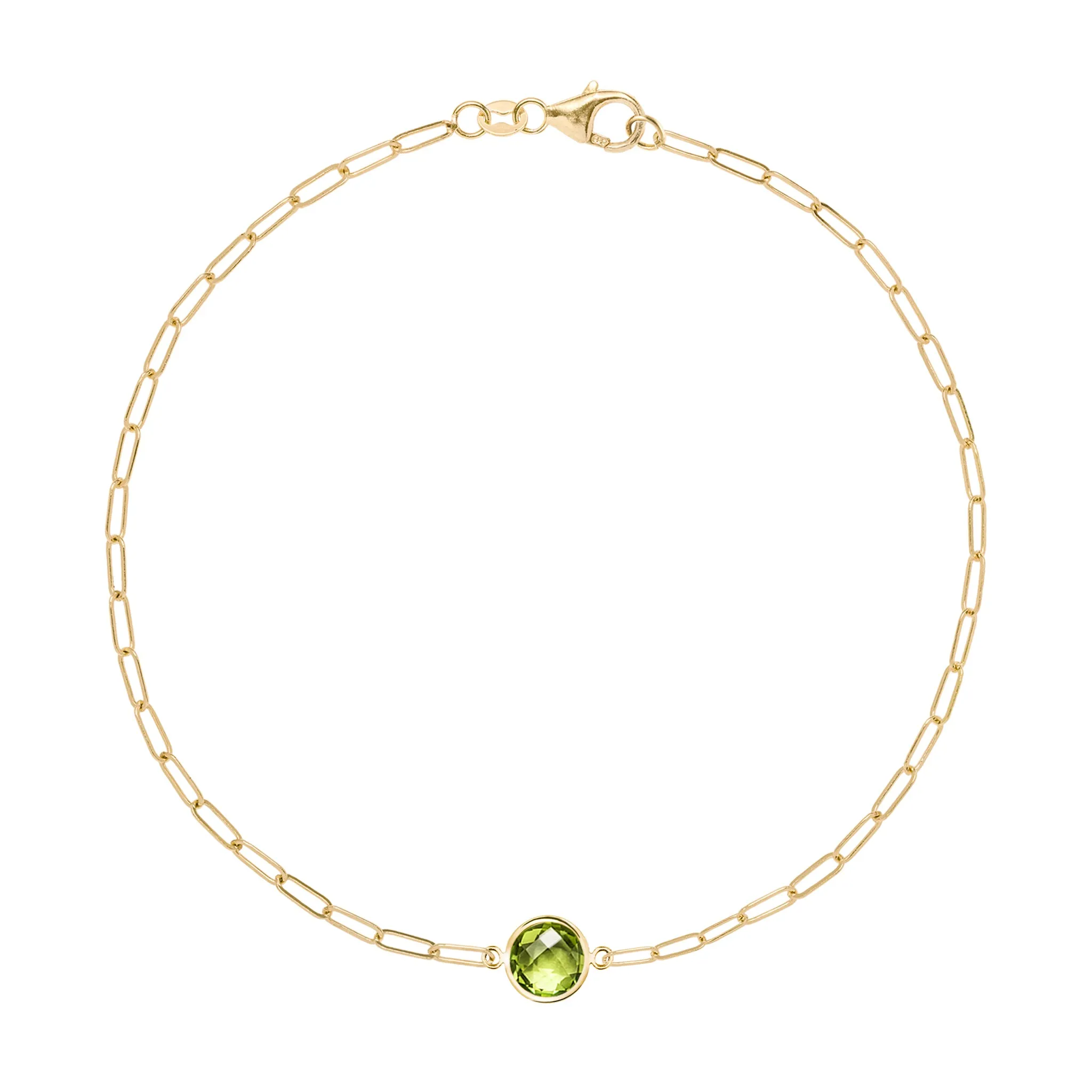 Grand 1 Peridot Adelaide Mini Bracelet in 14k Gold (August) sold by Haverhill
