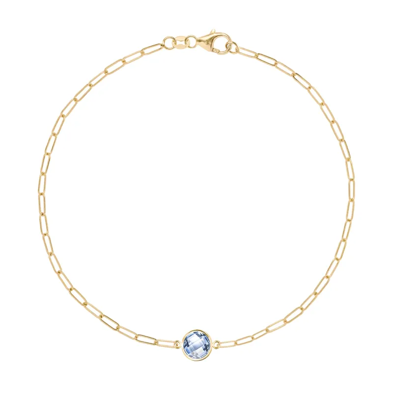Grand 1 Aquamarine Adelaide Mini Bracelet in 14k Gold (March) sold by Haverhill