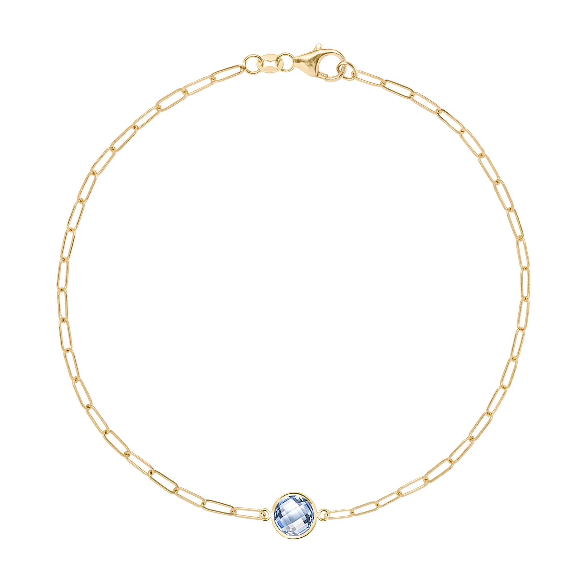 Grand 1 Aquamarine Adelaide Mini Bracelet in 14k Gold (March) sold by Haverhill
