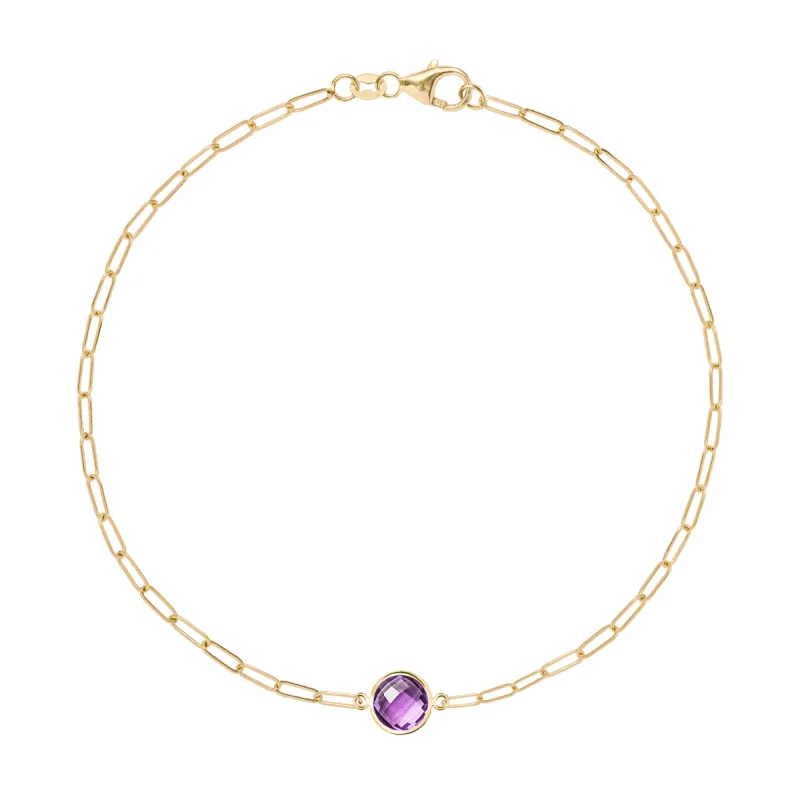 Grand 1 Amethyst Adelaide Mini Bracelet in 14k Gold (February) sold by Haverhill