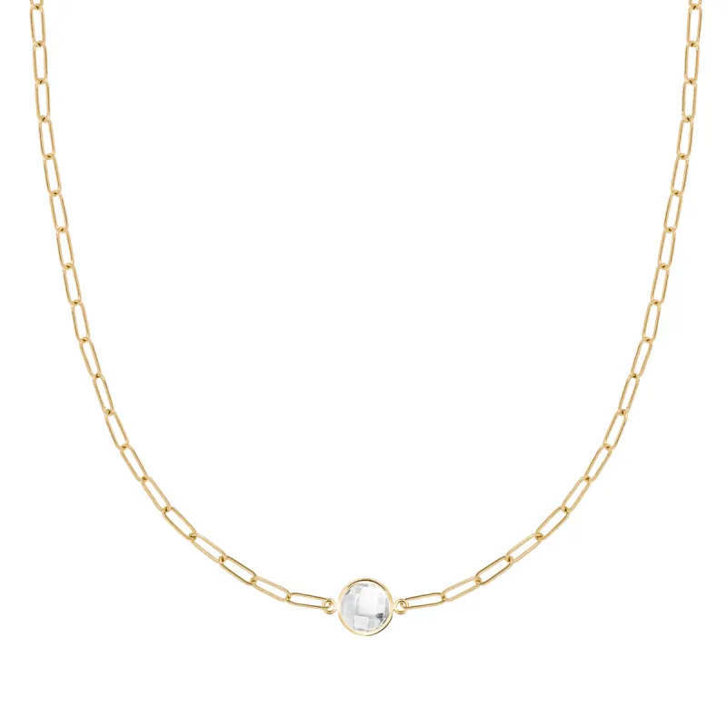 Grand 1 White Topaz Adelaide Mini Necklace in 14k Gold (April) sold by Haverhill