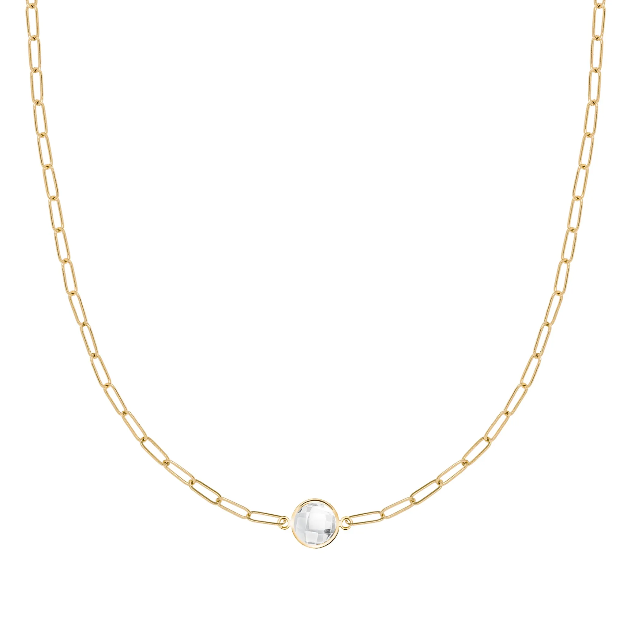 Grand 1 White Topaz Adelaide Mini Necklace in 14k Gold (April) sold by Haverhill