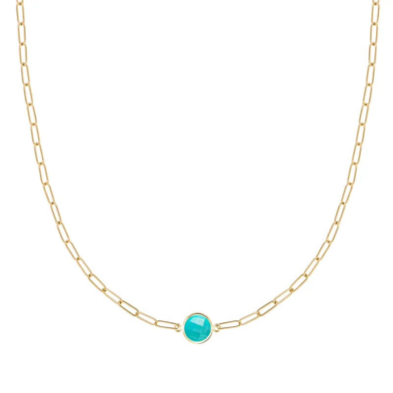 Grand 1 Turquoise Adelaide Mini Necklace in 14k Gold (December) sold by Haverhill