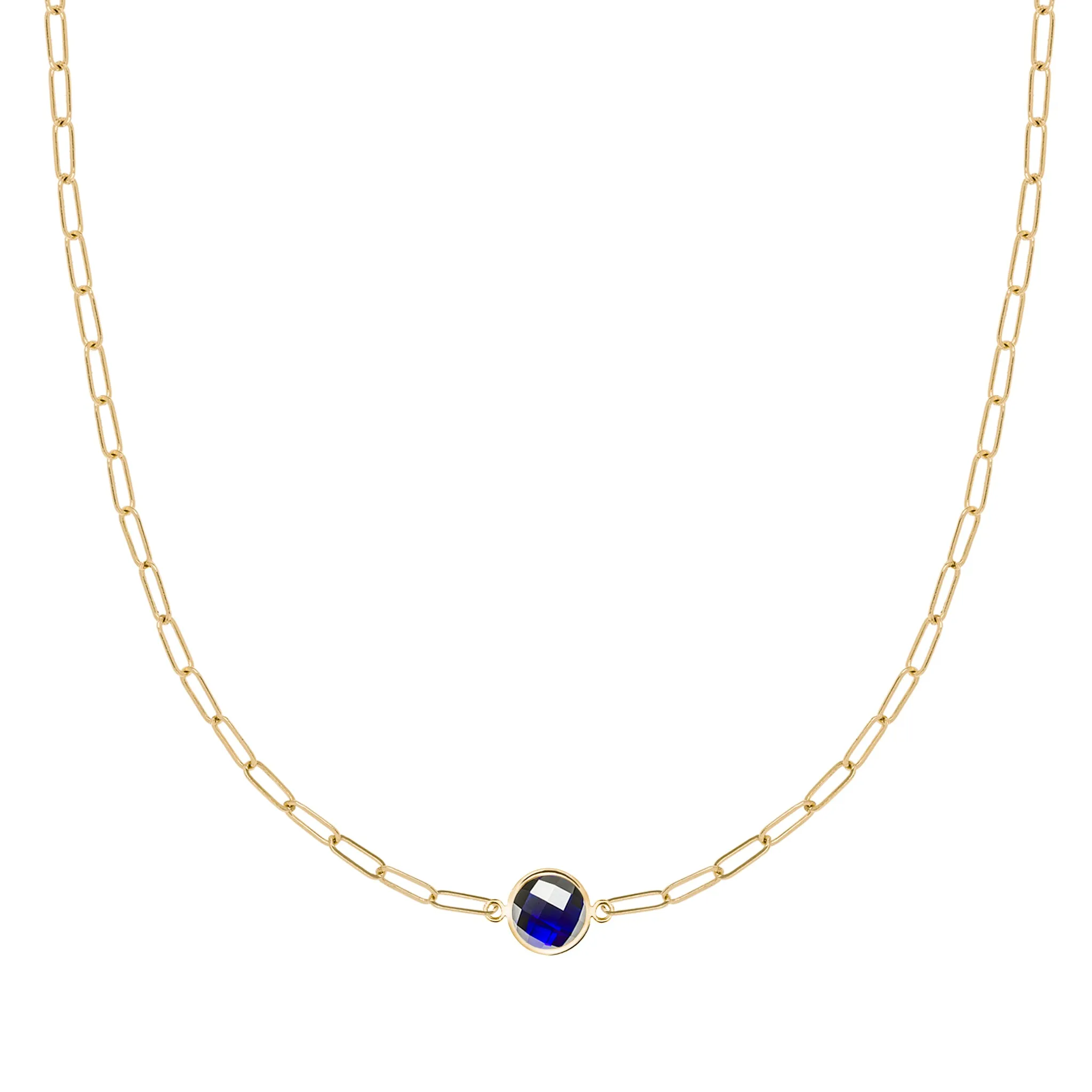 Grand 1 Sapphire Adelaide Mini Necklace in 14k Gold (September) sold by Haverhill