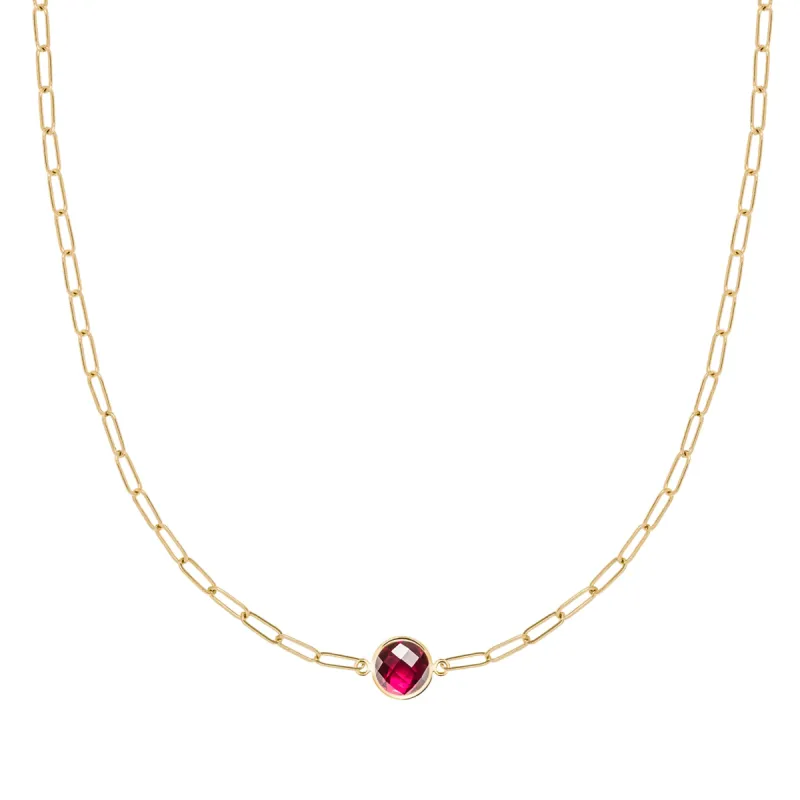 Grand 1 Ruby Adelaide Mini Necklace in 14k Gold (July) sold by Haverhill