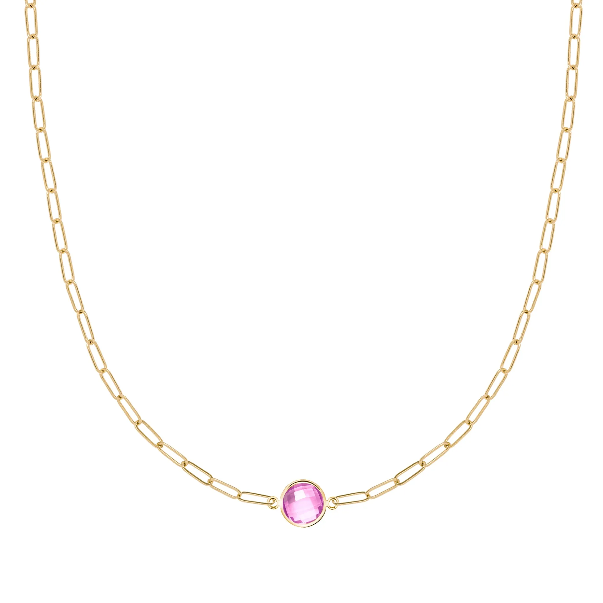 Grand 1 Pink Sapphire Adelaide Mini Necklace in 14k Gold (October) sold by Haverhill