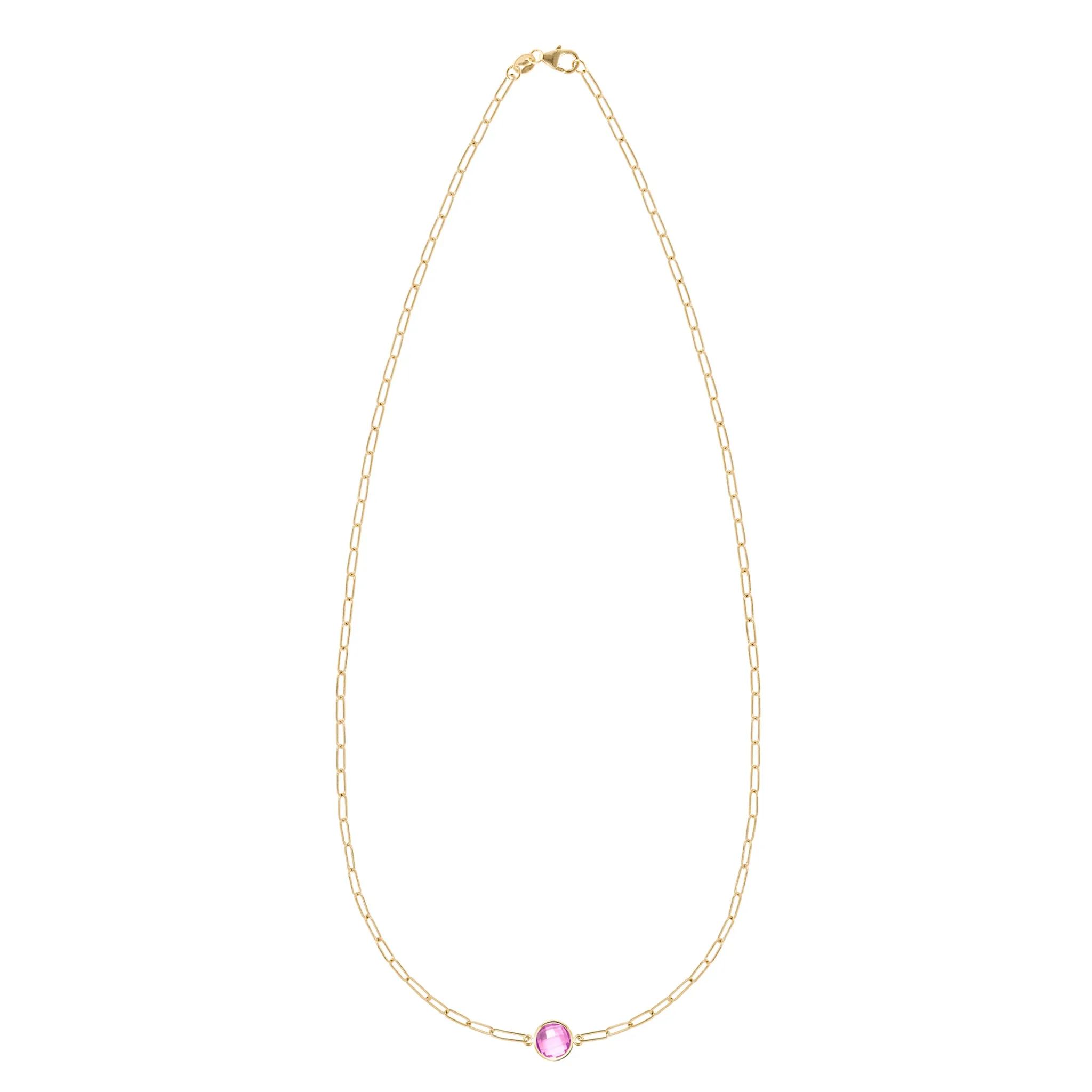 Grand 1 Pink Sapphire Adelaide Mini Necklace in 14k Gold (October) sold by Haverhill product image thumbnail 4