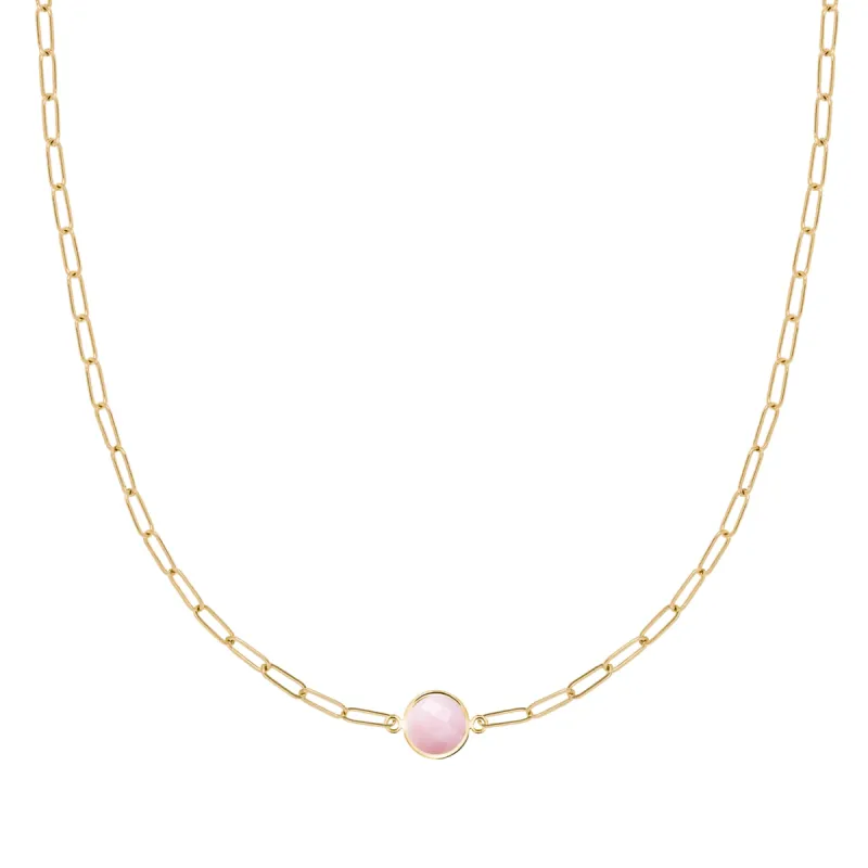 Grand 1 Pink Opal Adelaide Mini Necklace in 14k Gold (October) sold by Haverhill