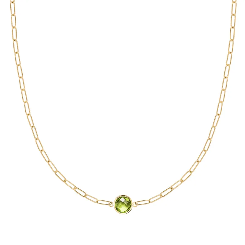 Grand 1 Peridot Adelaide Mini Necklace in 14k Gold (August) sold by Haverhill