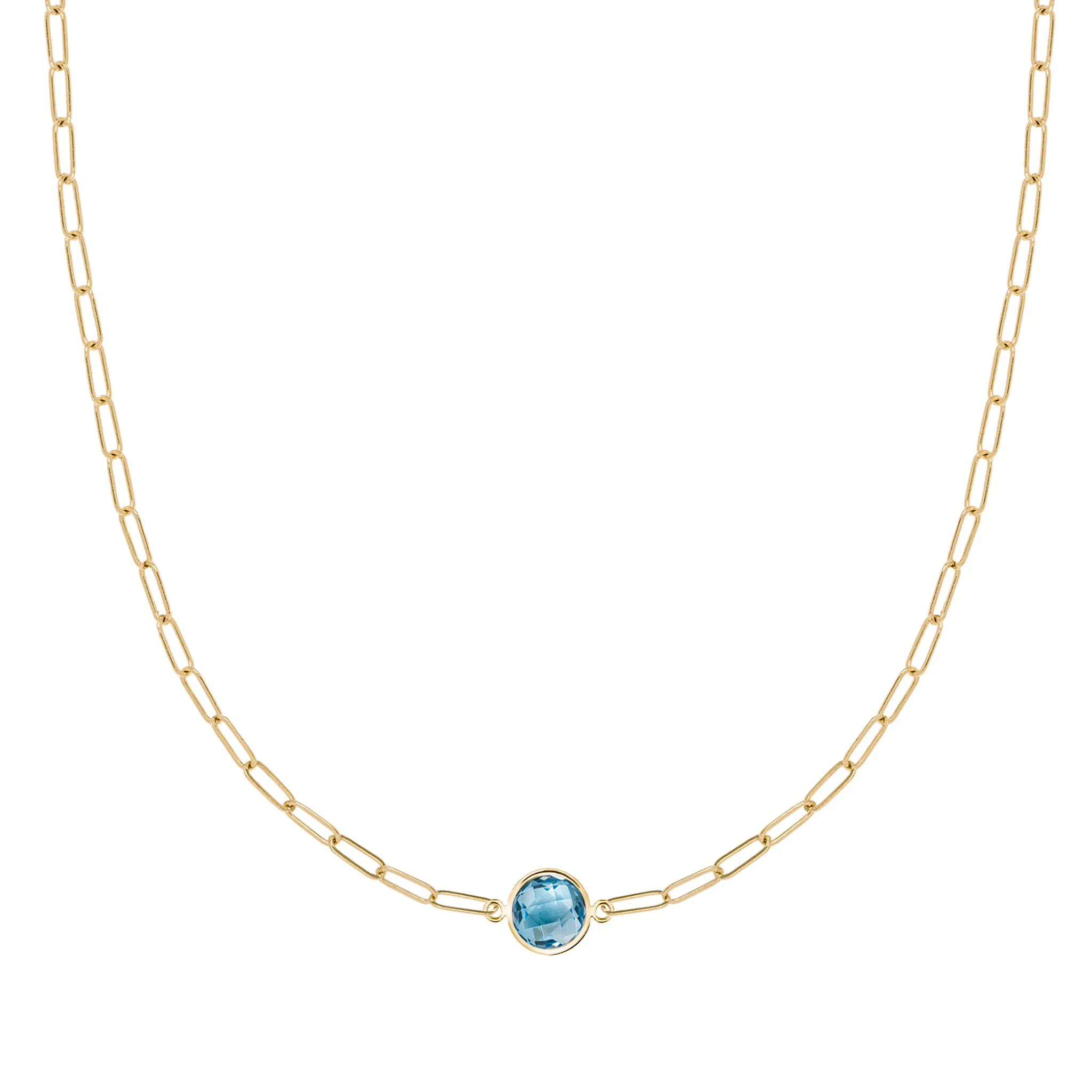 Grand 1 Nantucket Blue Topaz Adelaide Mini Necklace in 14k Gold (December) sold by Haverhill