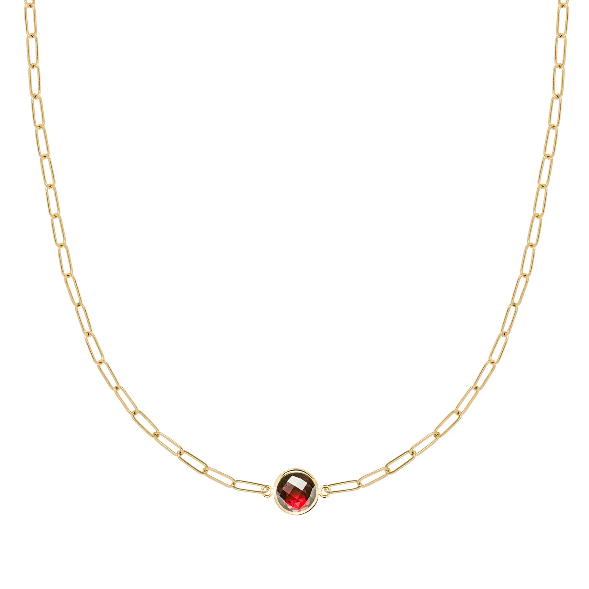 Grand 1 Garnet Adelaide Mini Necklace in 14k Gold (January) sold by Haverhill