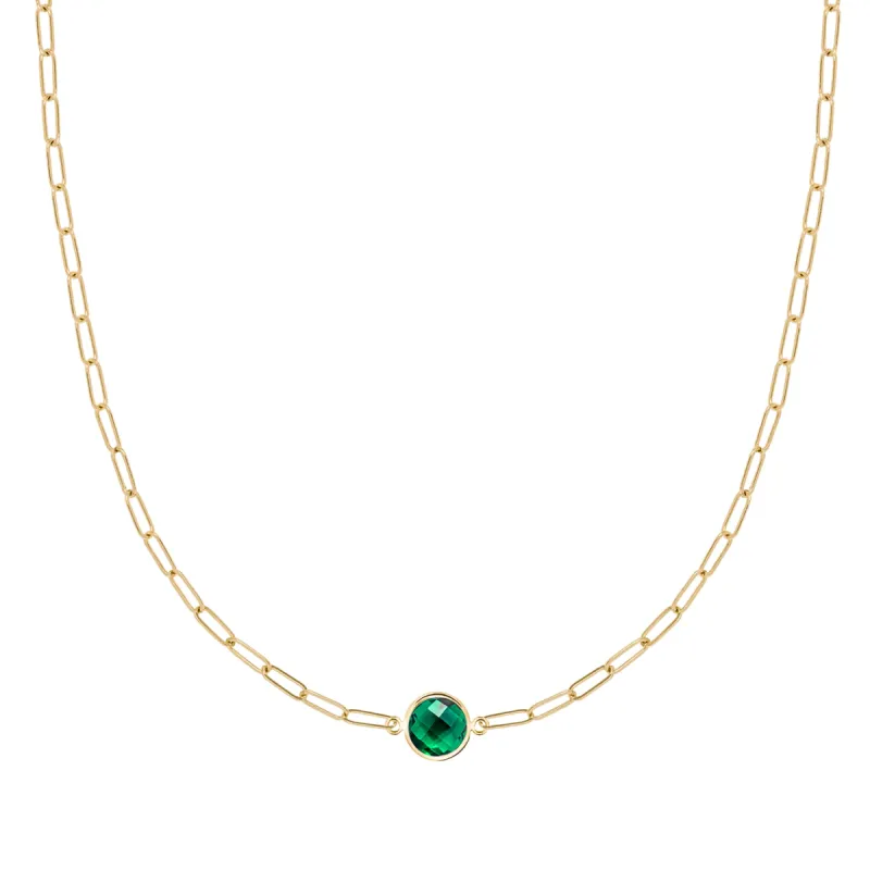 Grand 1 Emerald Adelaide Mini Necklace in 14k Gold (May) sold by Haverhill