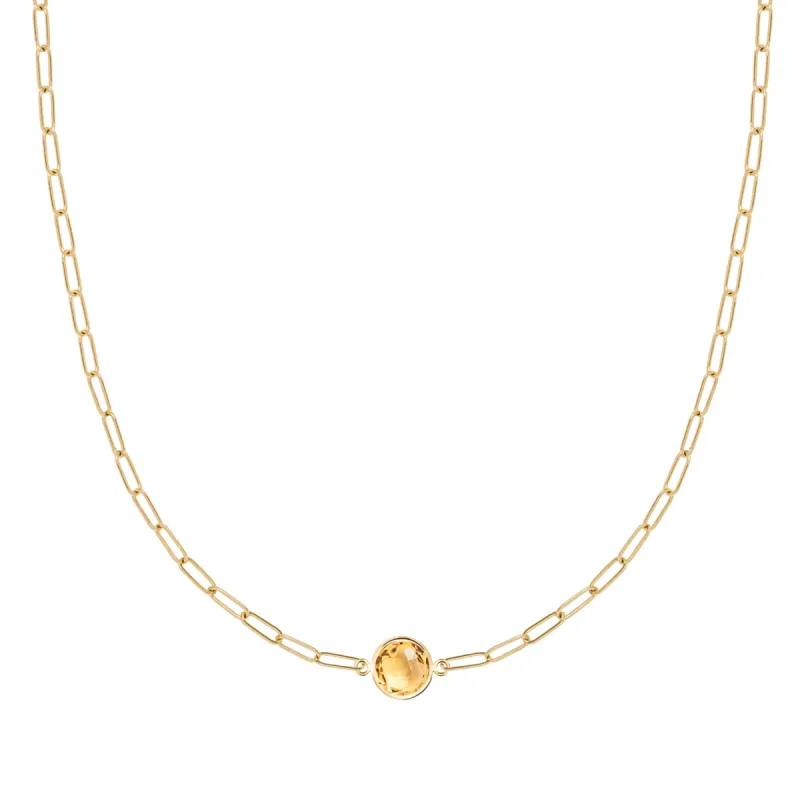 Grand 1 Citrine Adelaide Mini Necklace in 14k Gold (November) sold by Haverhill