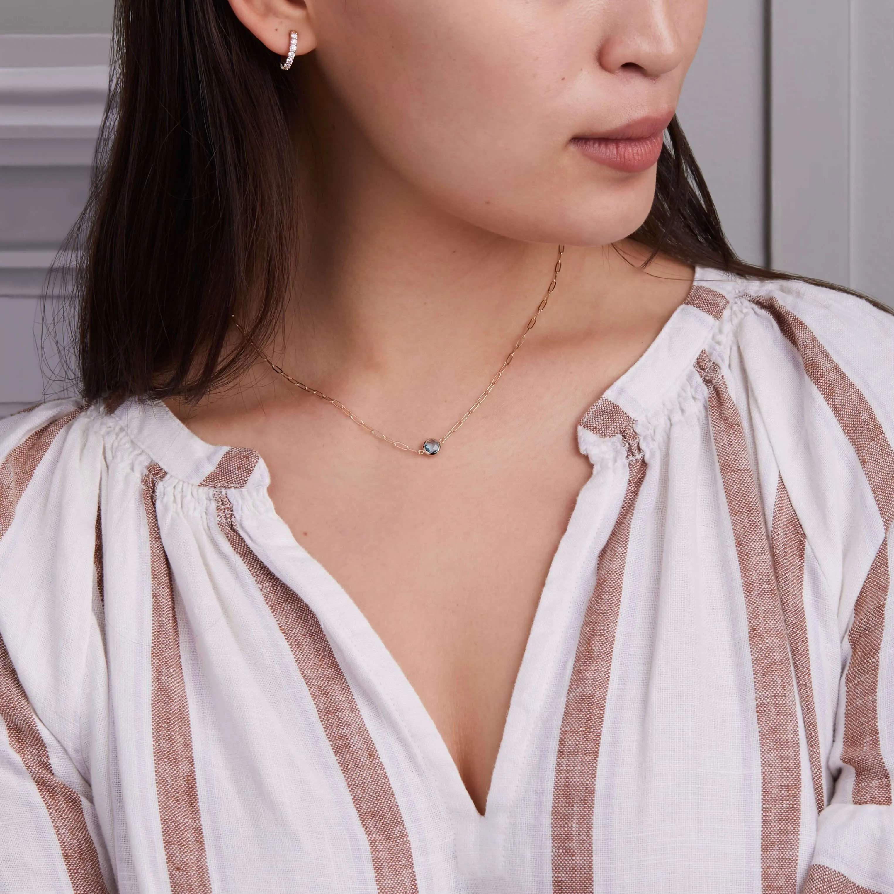 Grand 1 Aquamarine Adelaide Mini Necklace in 14k Gold (March) sold by Haverhill product image thumbnail 2