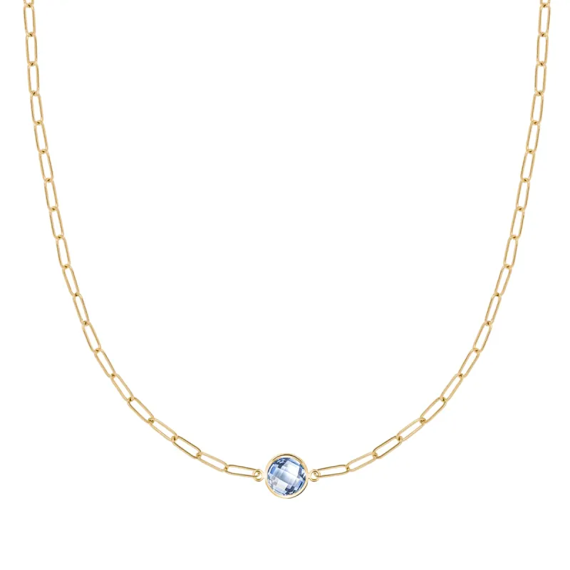 Grand 1 Aquamarine Adelaide Mini Necklace in 14k Gold (March) sold by Haverhill