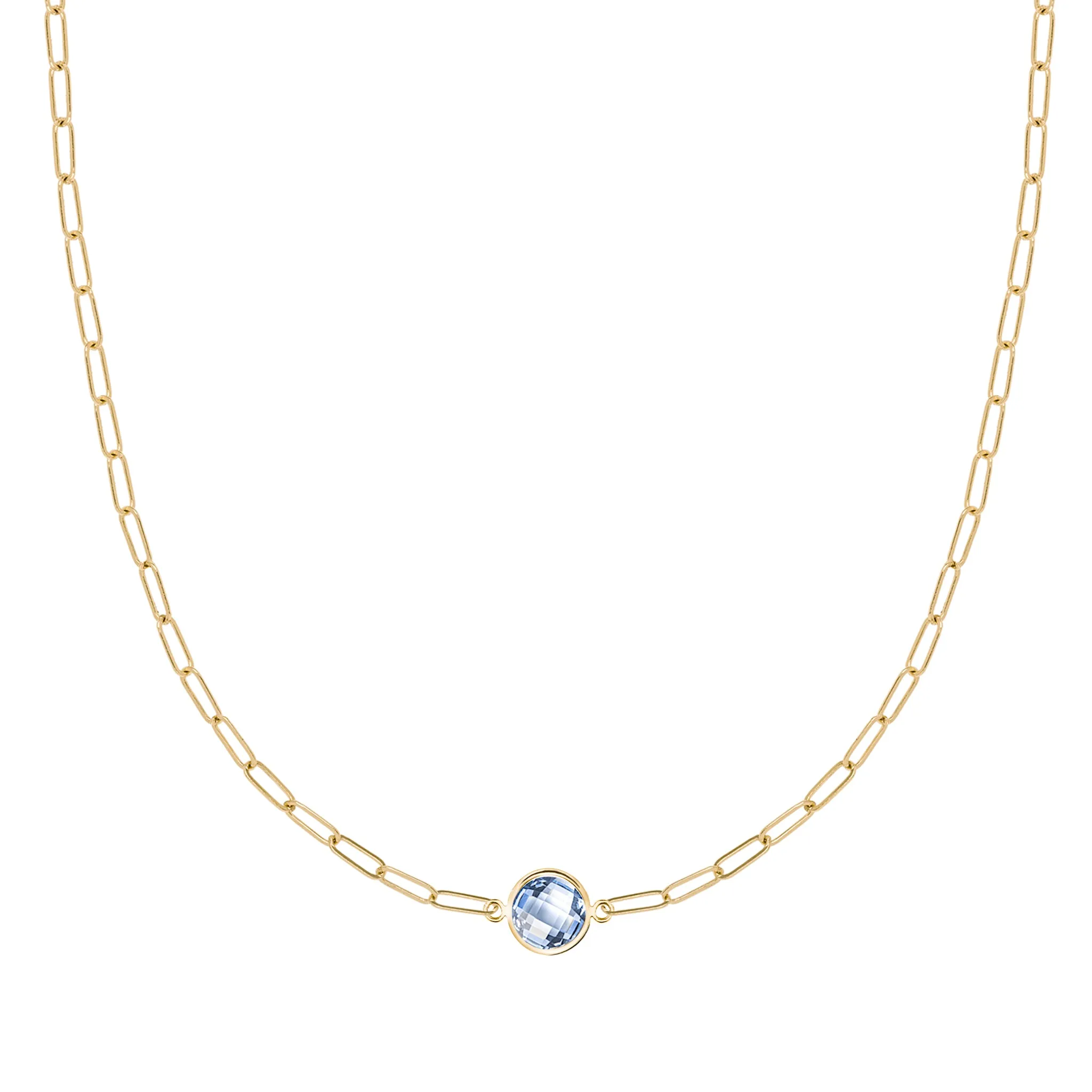 Grand 1 Aquamarine Adelaide Mini Necklace in 14k Gold (March) sold by Haverhill