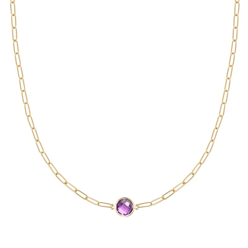 Grand 1 Amethyst Adelaide Mini Necklace in 14k Gold (February) sold by Haverhill