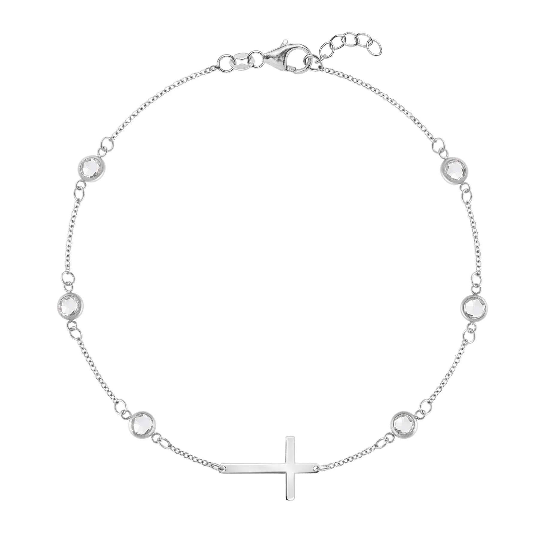 Bayberry White Topaz Birthstone Cross Bracelet in 14k Gold (April) sold by Haverhill product image thumbnail 5
