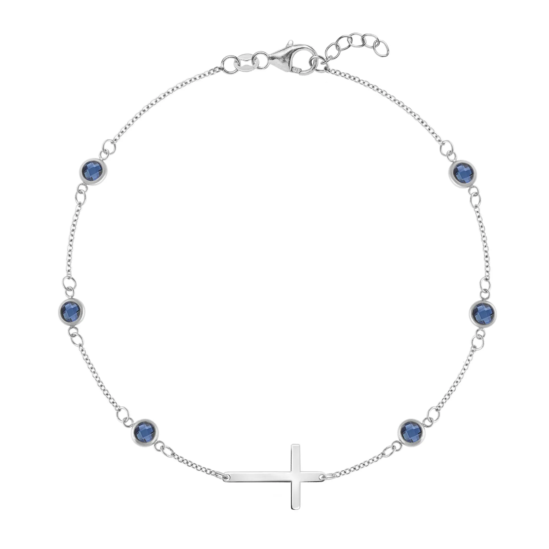 Bayberry Sapphire Birthstone Cross Bracelet in 14k Gold (September) sold by Haverhill product image thumbnail 5