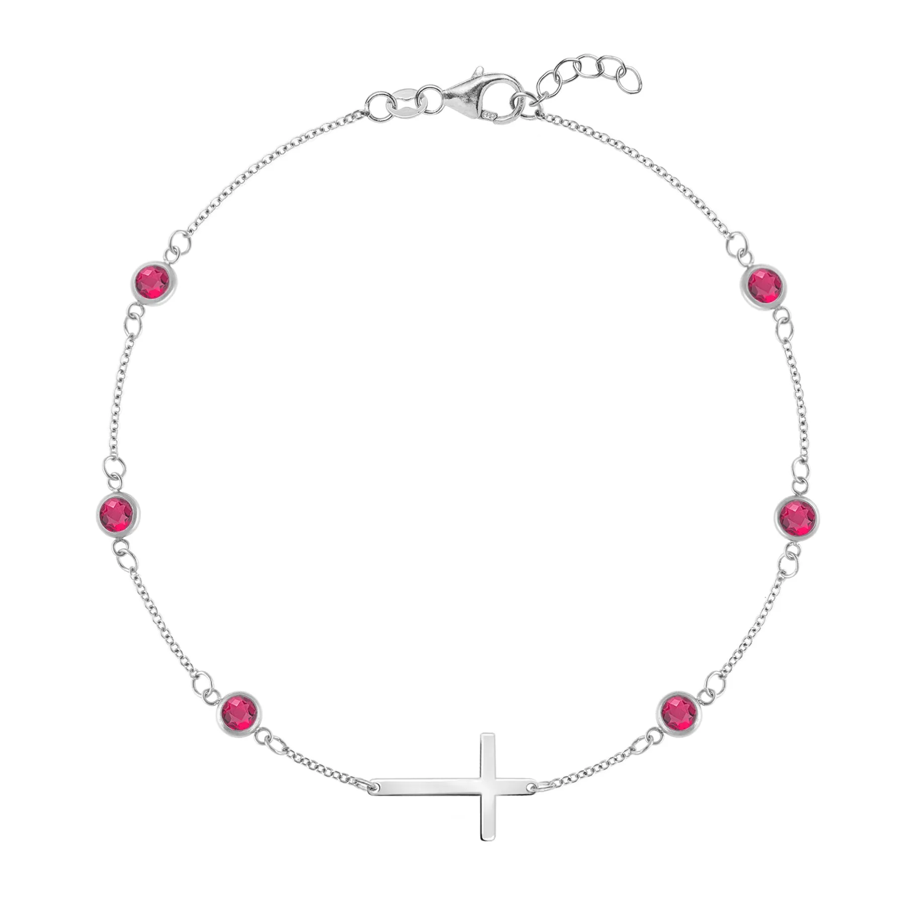 Bayberry Ruby Birthstone Cross Bracelet in 14k Gold (July) sold by Haverhill product image thumbnail 5