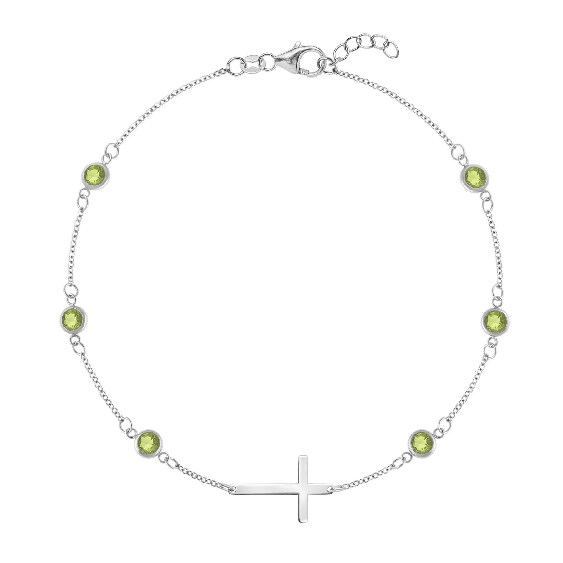Bayberry Peridot Birthstone Cross Bracelet in 14k Gold (August) sold by Haverhill product image thumbnail 5